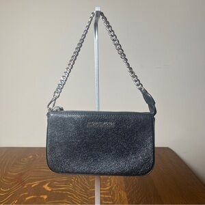 Michael Kors Black Sparkly Leather Chain Small Shoulder Bag
